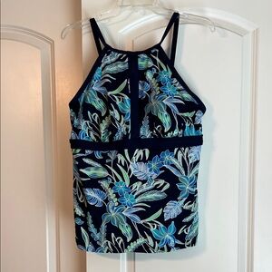 Lands' End Blue Floral Bikini Top